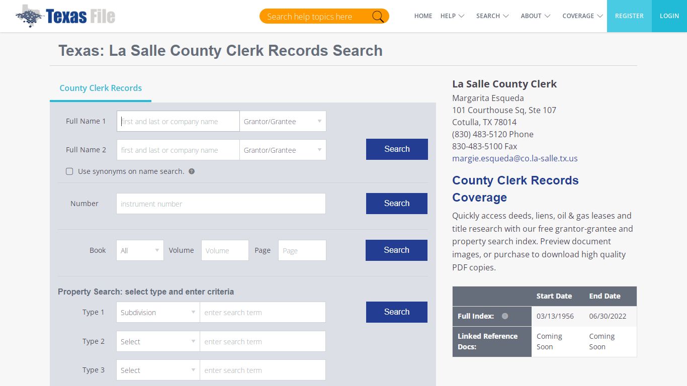 La Salle County Clerk Records Search - TexasFile